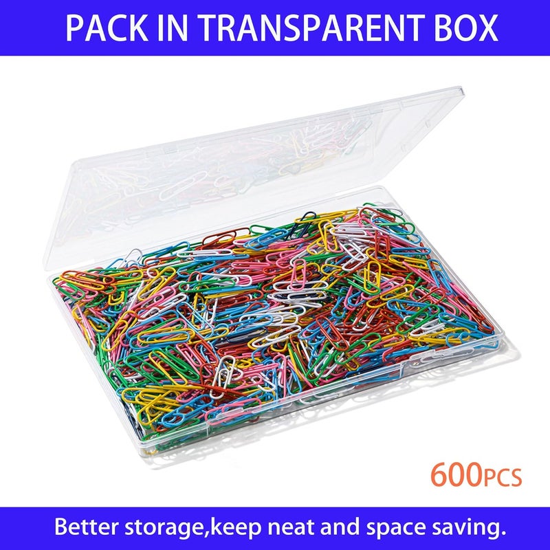 Bflaae Paper Clips, 600Pcs Medium Paperclips for Office School & Personal Use, Daily DIY, 1-2/7" Colored Heavy Duty Ideal for Bookmark - Image 4